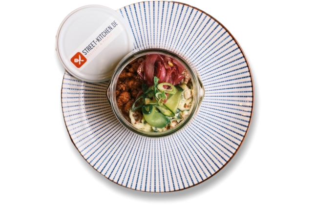 veganes Gericht für kontaktloses Catering Event
